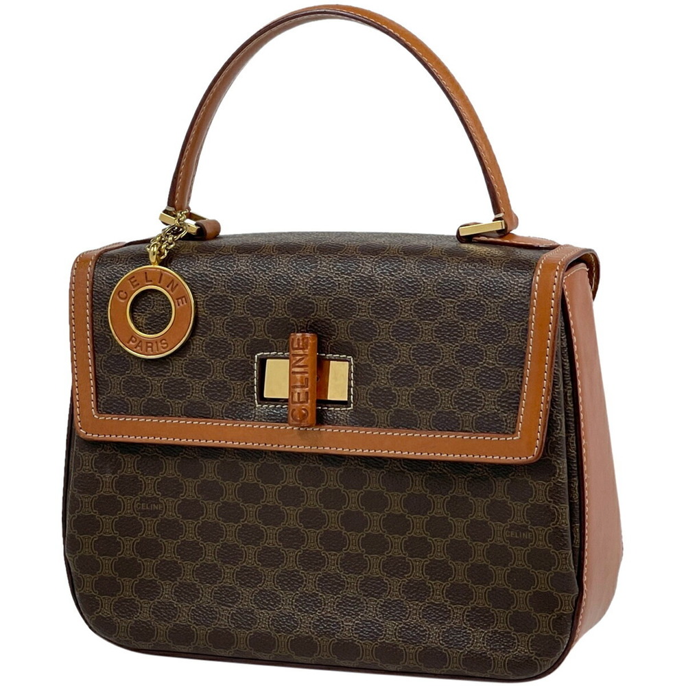 Celine Macadam Pattern Circle Canvas Handbag Brown - image 1